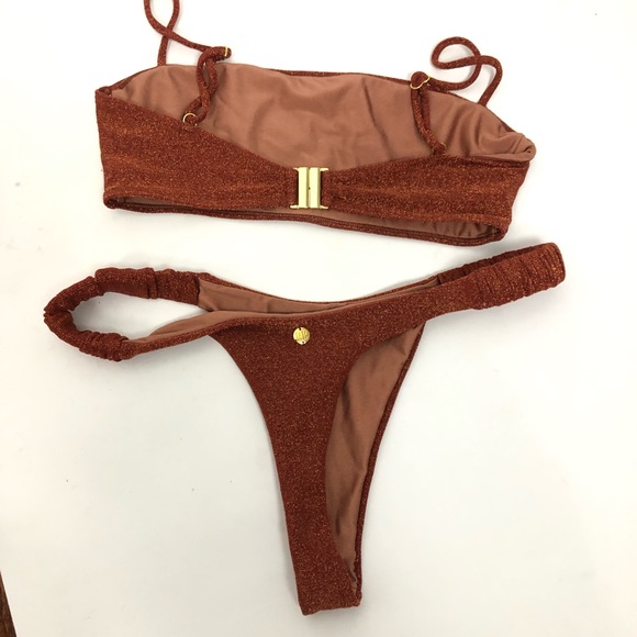 Nookie Beach Lolita Lurex Bikini Swimsuit Copper - Picture 6 of 10
